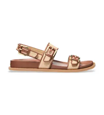 per donna 40S6NIFS1D Sandali in pelle marrone con fibbia (36), Basso, 1 a 3 cm, Casual