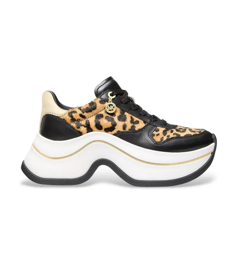 per donna. 43F5ARFS1H Sneakers in pelle Arla beige, nero (36), 5 a 8cm, Stringhe, Casual, Animal Print