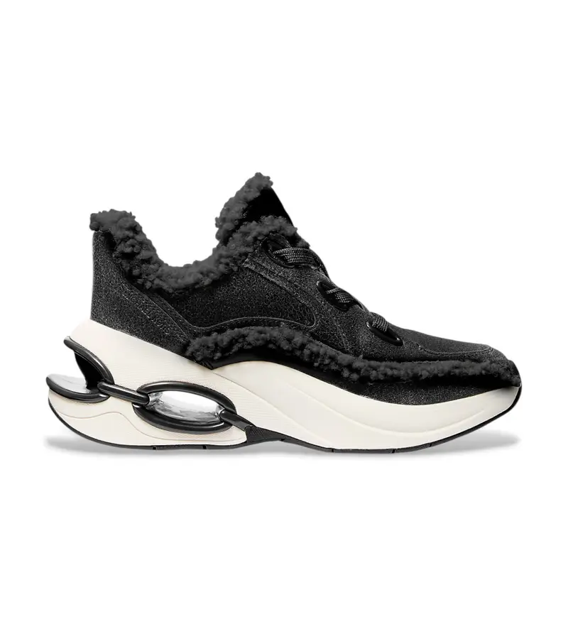 per donna. 43F5TRFS3L Sneaker Toni in pelle invecchiata e sherpa nero (36), 5 a 8cm, Stringhe, Casual