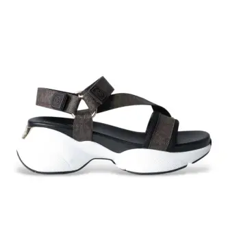per donna 43S6BWFA1B Sandali marroni con monogramma (36), Marrone, 3 a 5cm, Velcro, Casual