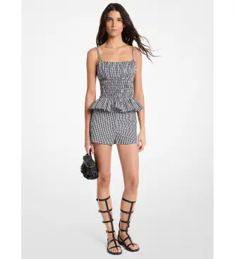 per donna MS630QJKQP Pantaloncini a quadretti bianchi e neri (XXS), Nero, Casual, Cotone