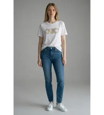 per donna MS651SC97J T-shirt bianca con logo borchiato (XS), Bianco, Casual, Cotone, Manica corta