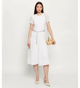 per donna MS683DUKS1 Abito in pizzo bianco (XS), Casual, Poliestere, Manica corta