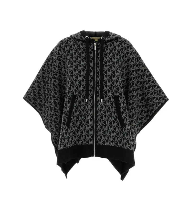per donna. MT561CCK87 Poncho con cerniera monogramma nero (S/M), Casual, Lana