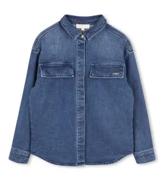 per ragazza R30438 Camicia di jeans lunga blu (4Años= 102cm), Casual, Cotone, Manica lunga, moda per bambini