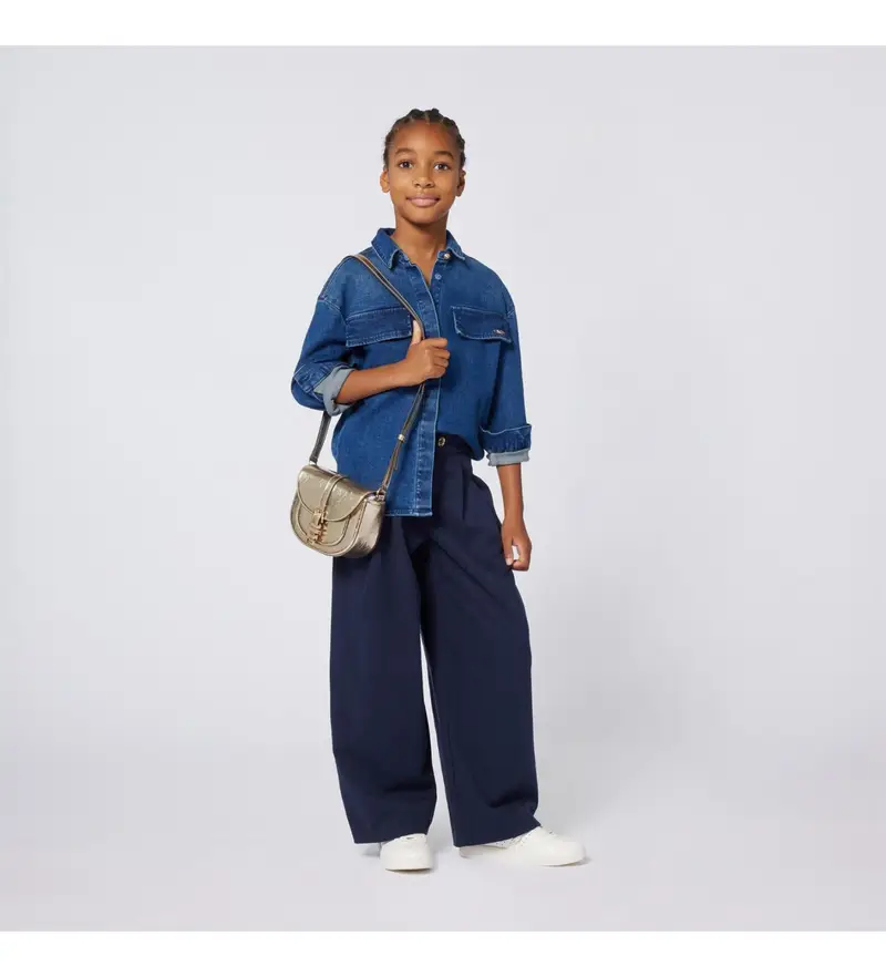 per ragazza R30438 Camicia in denim blu (8Años= 126cm), Casual, Cotone, Manica lunga, moda per bambini