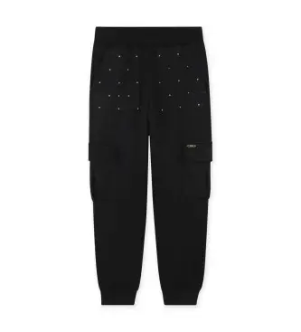 per ragazza R30446 Pantaloni da jogging neri (4Años= 102cm), Nero, Casual, Poliestere, moda per bambini