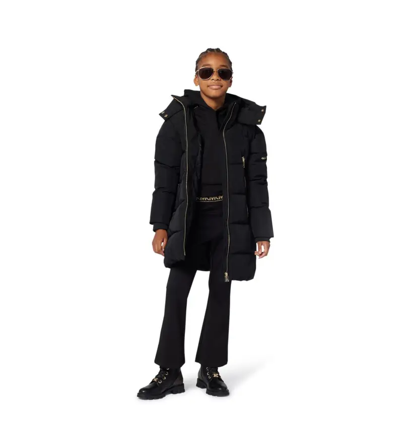 per ragazza. R30458 Cappotto nero Dou (8Años= 126cm), Casual, Poliestere, moda per bambini