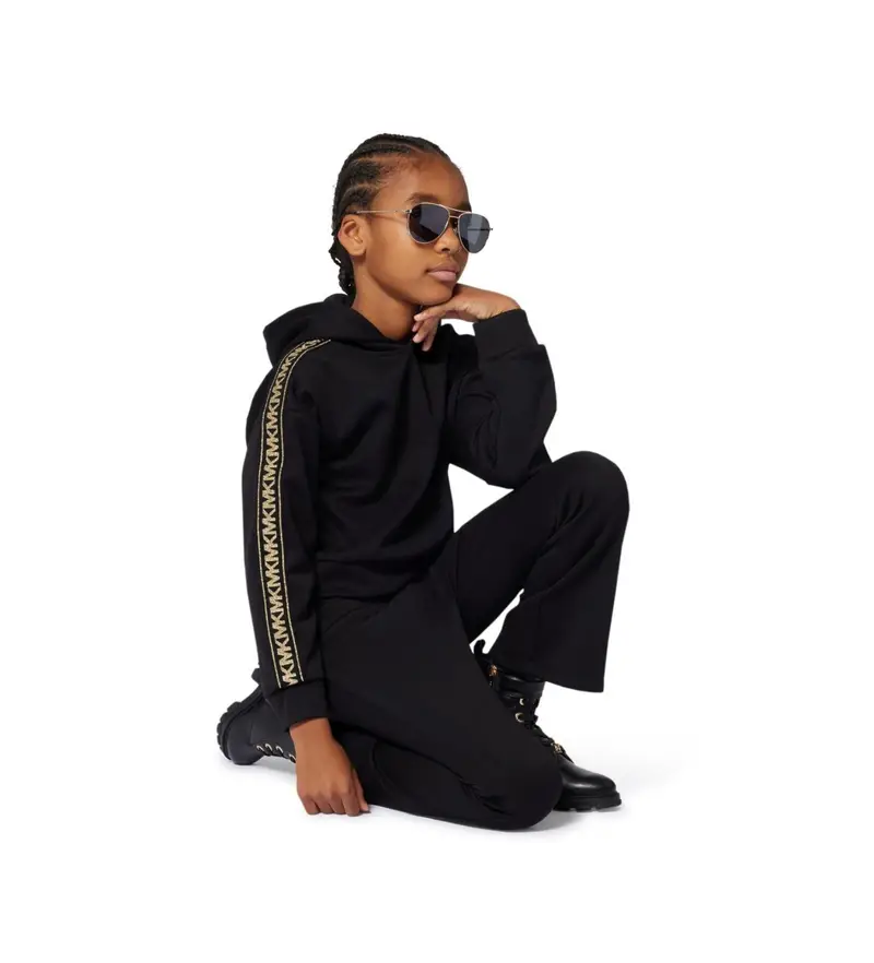 per ragazza. R30478 Felpa nera MK (8Años= 126cm), Nero, Casual, Cotone, moda per bambini