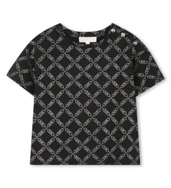 per ragazza R30498 Maglietta nera stampata (4Años= 102cm), Nero, Casual, Cotone, Manica corta, moda per bambini