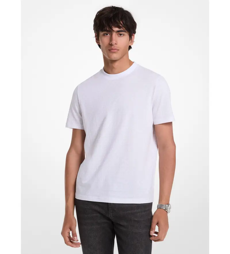 per uomo CS5529A5KS Maglietta con logo bianco (XXL), Casual, Cotone, Manica corta