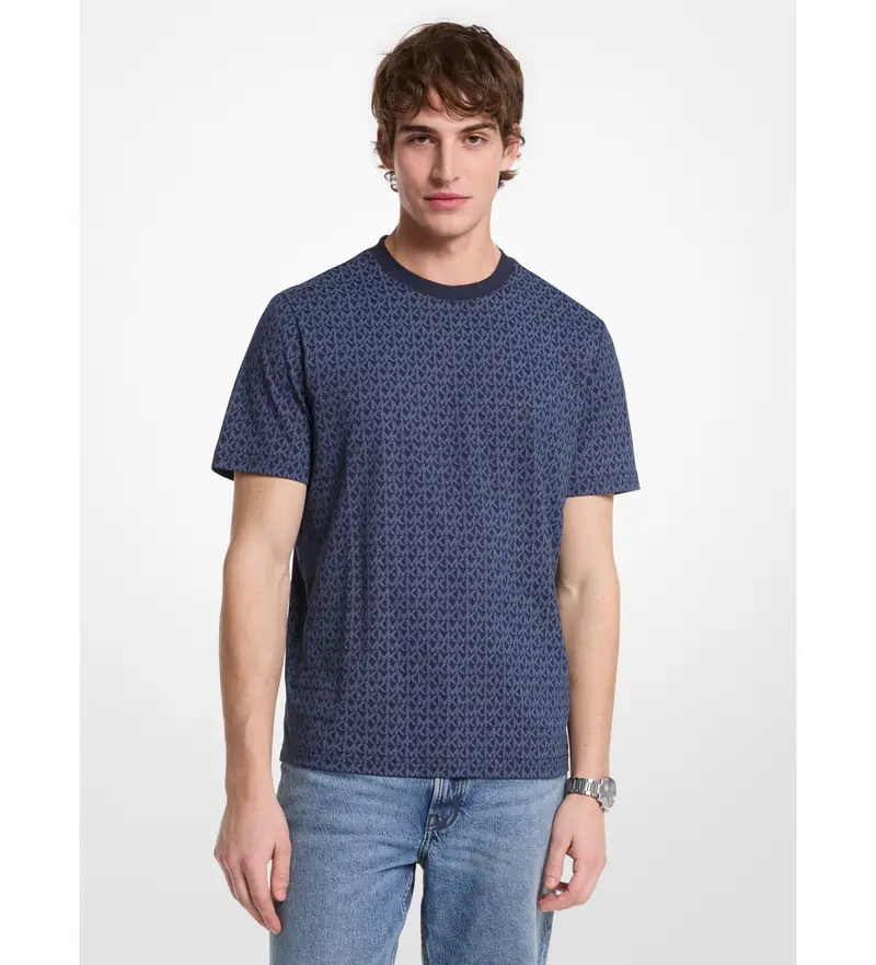 per uomo CS5529A5KS Maglietta con logo blu (S), Casual, Cotone, Manica corta