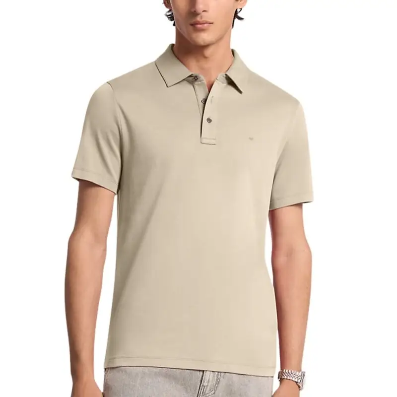 polo da uomo modello classico con logo monogram cucito ton sur ton sul davanti beige
