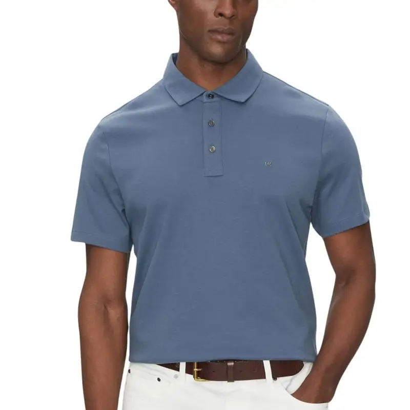 polo da uomo modello classico con logo monogram cucito ton sur ton sul davanti blu