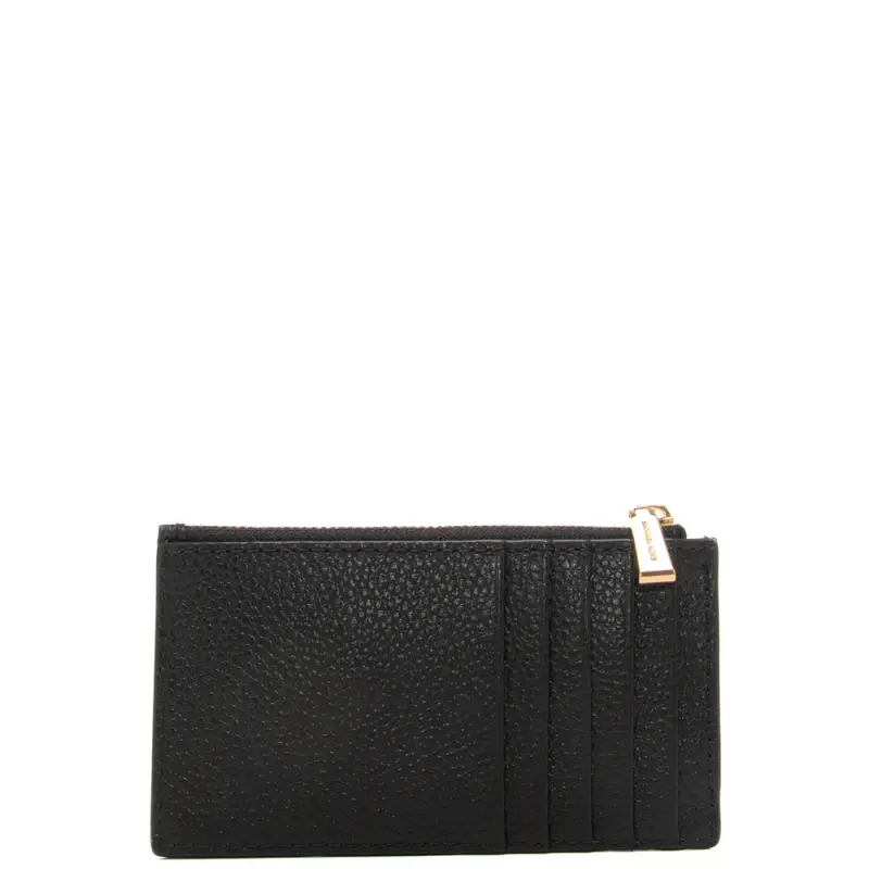 portacarte da donna con logo lettering in metallo sul davanti nero miniatura 3