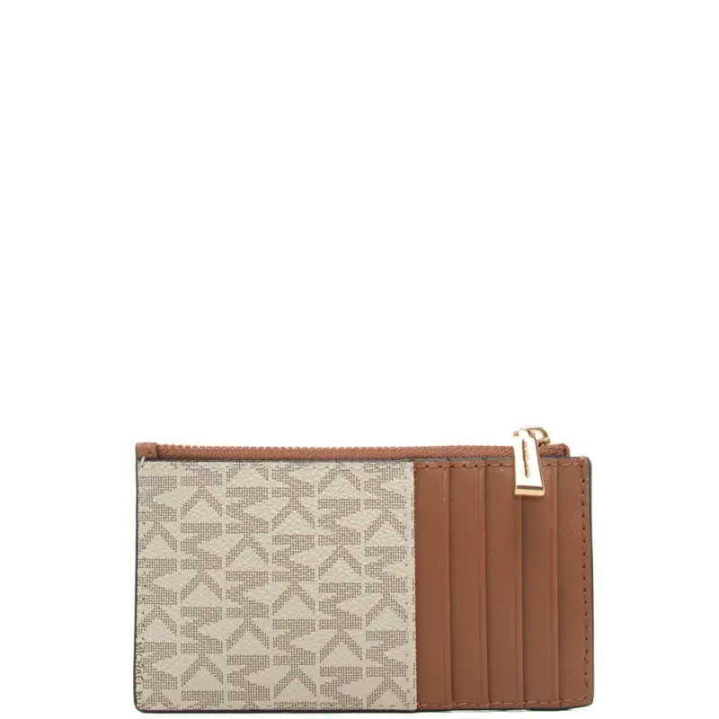 portacarte da donna in vera pelle con stampa pattern logo monogram vanilla acorn miniatura 3