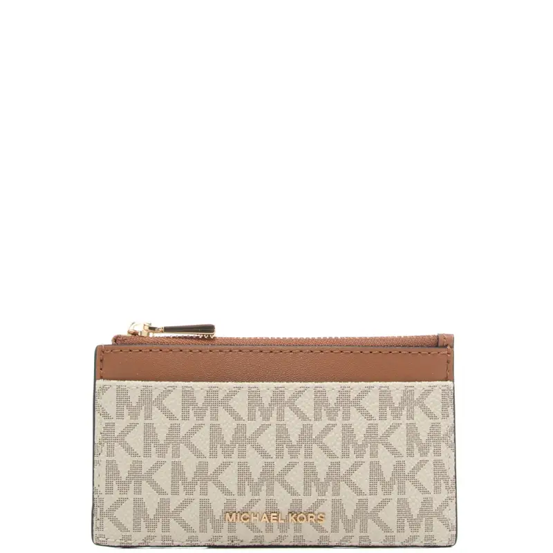 portacarte da donna in vera pelle con stampa pattern logo monogram vanilla acorn