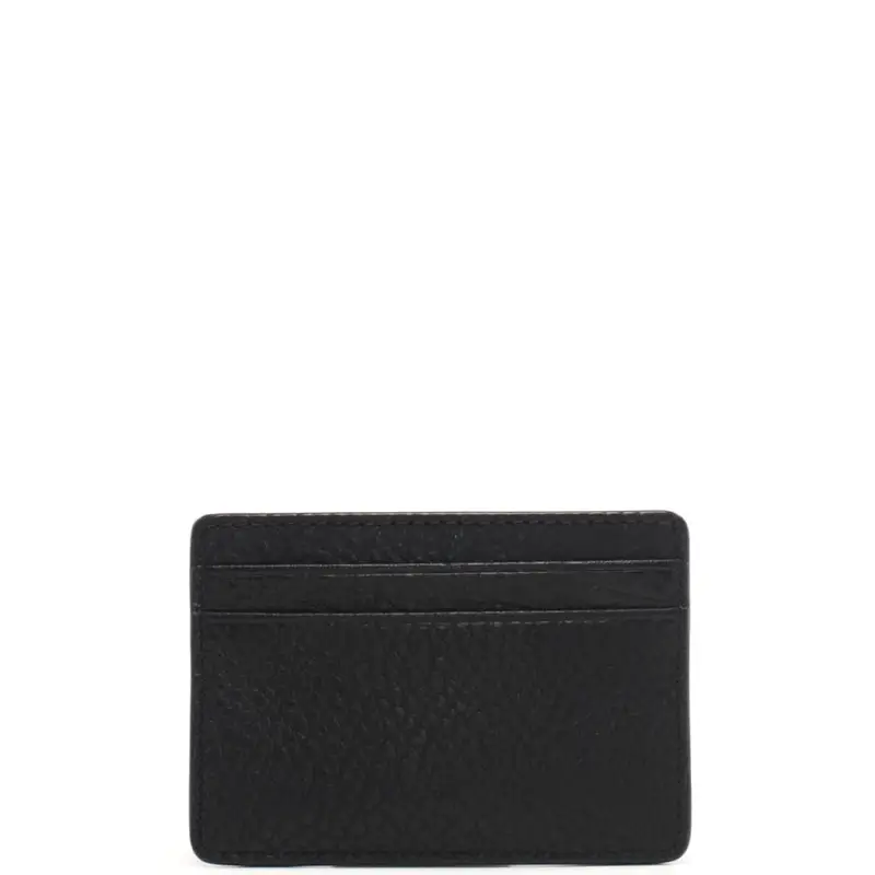 portacarte da donna in vera pelle martellata logo lettering sul davanti nero miniatura 2