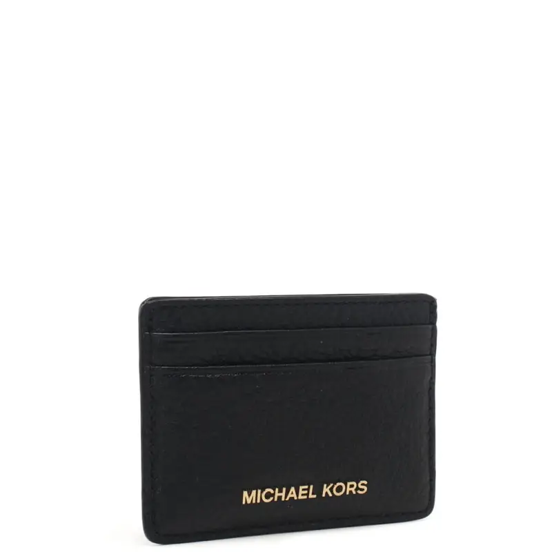 portacarte da donna in vera pelle martellata logo lettering sul davanti nero miniatura 3