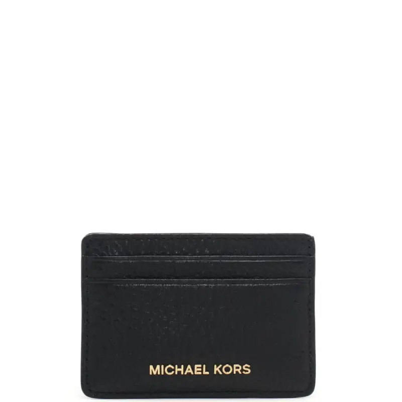 portacarte da donna in vera pelle martellata logo lettering sul davanti nero