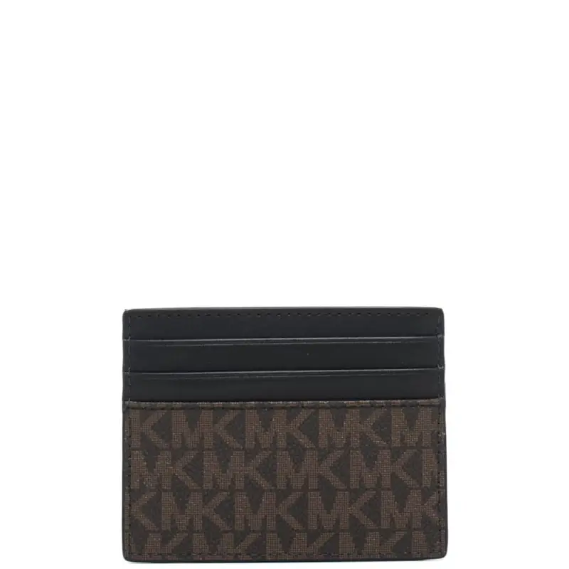 Michael Kors portacarte da uomo harrison cross grain con stampa logo mk brown black nero marrone miniatura 2