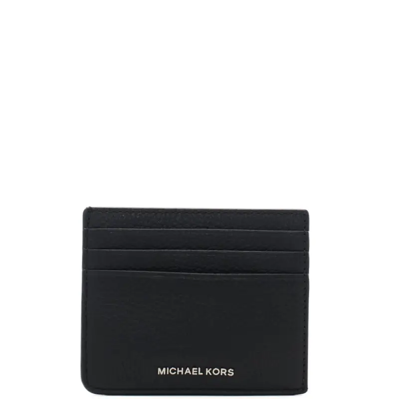 Michael Kors portacarte da uomo in pelle martellata con logo lettering in metallo nero