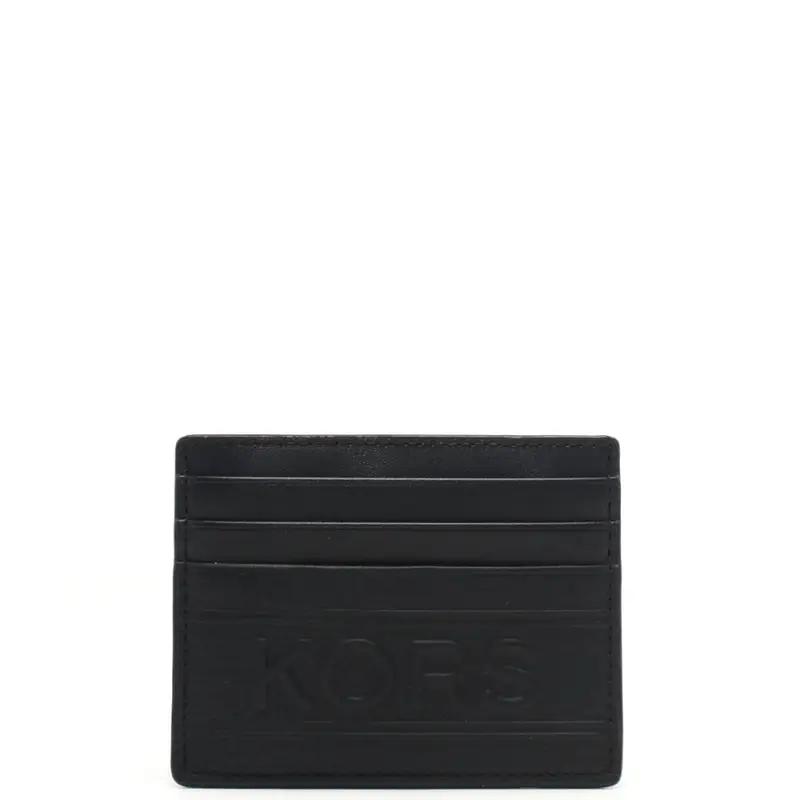 Michael Kors portacarte da uomo in vera pelle con logo lettering in rilievo sul davanti nero