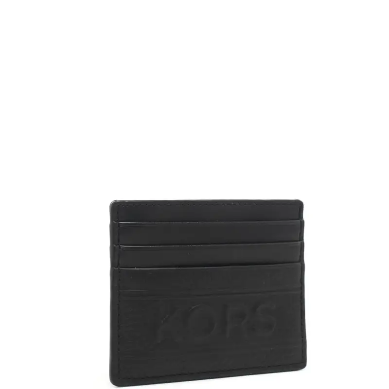 Michael Kors portacarte da uomo in vera pelle con logo lettering in rilievo sul davanti nero miniatura 2
