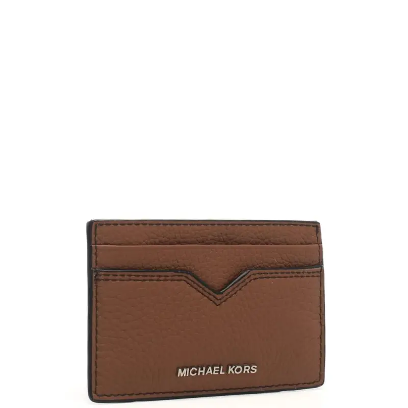 Michael Kors portacarte da uomo in vera pelle martellata con logo lettering luggage miniatura 3