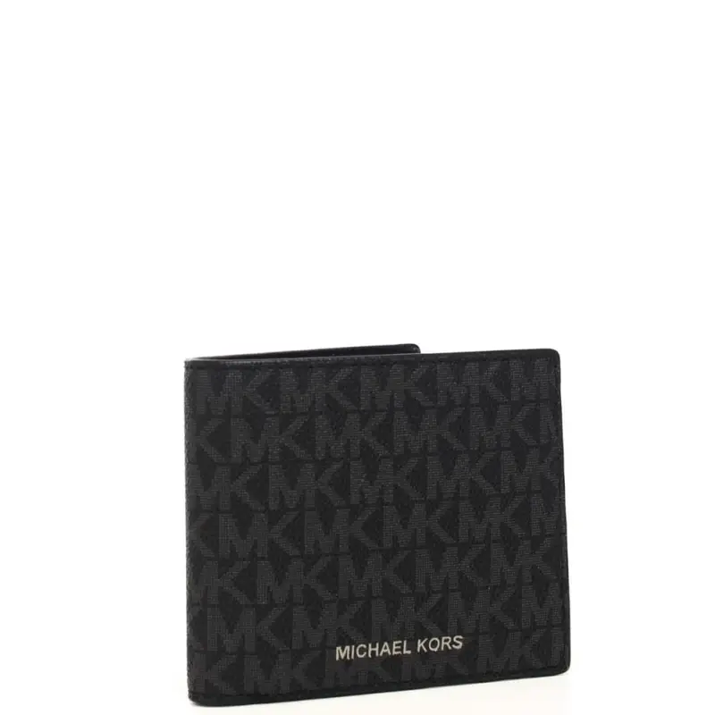 portafoglio a libro greyson da uomo con stampa logo black miniatura 3