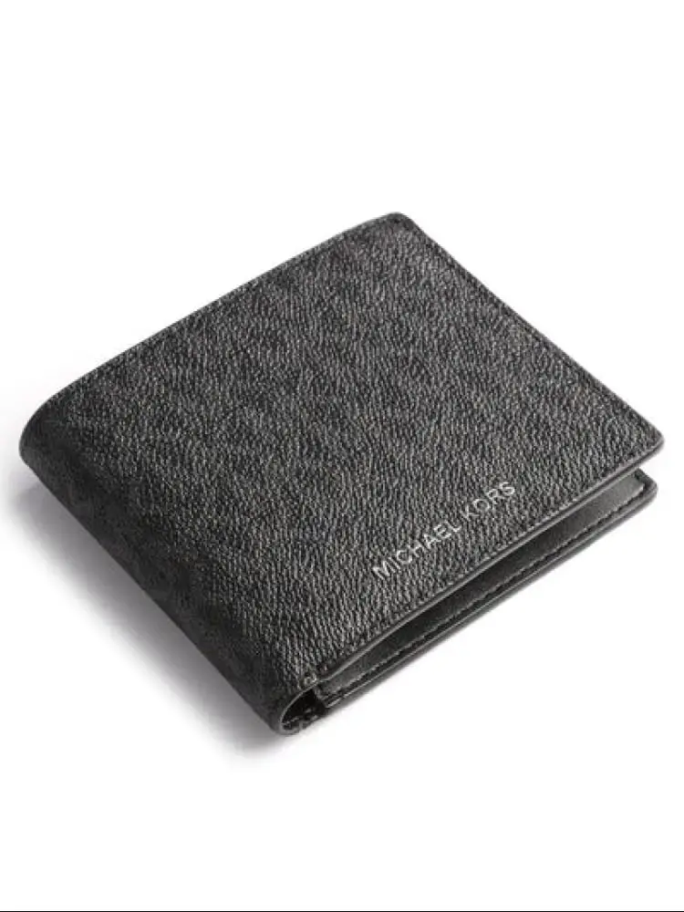 portafoglio bifold in ecopelle nero con logo all over miniatura 4