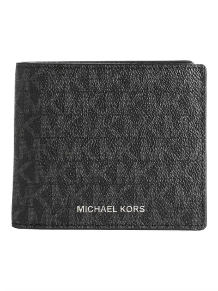 portafoglio bifold in ecopelle nero con logo all over