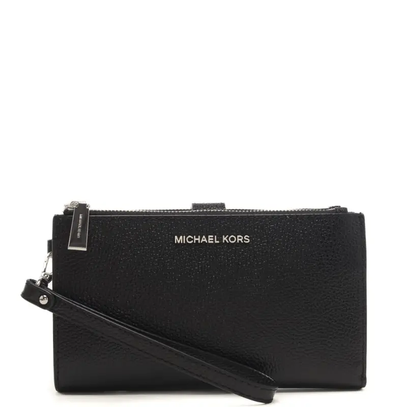 Michael Kors portafoglio da donna in vera pelle martellata e logo lettering nero