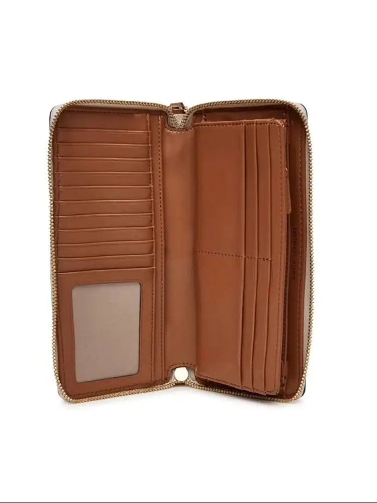 portafoglio zip around in ecopelle avorio logo all over miniatura 2