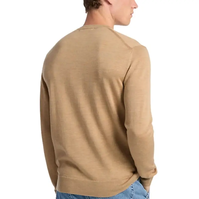 pullover da uomo girocollo in lana merino con logo monogram cammello miniatura 2