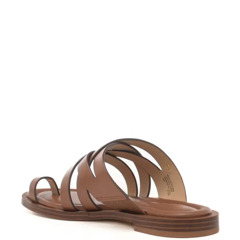 Michael Kors sandali bassi da donna nora in vera pelle con infra-alluce cuoio miniatura 3