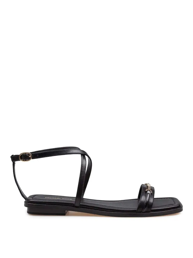 Sandalo Lena Flat In Pelle Nero