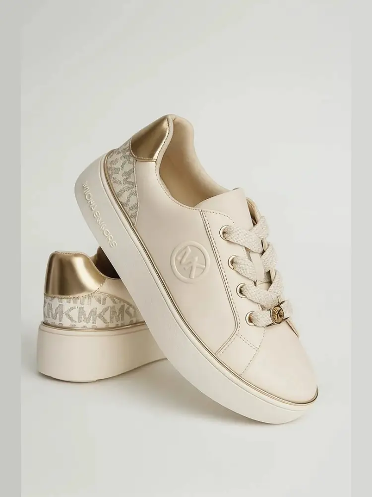 scarpe beige bambina in ecopelle con dettagli oro miniatura 2