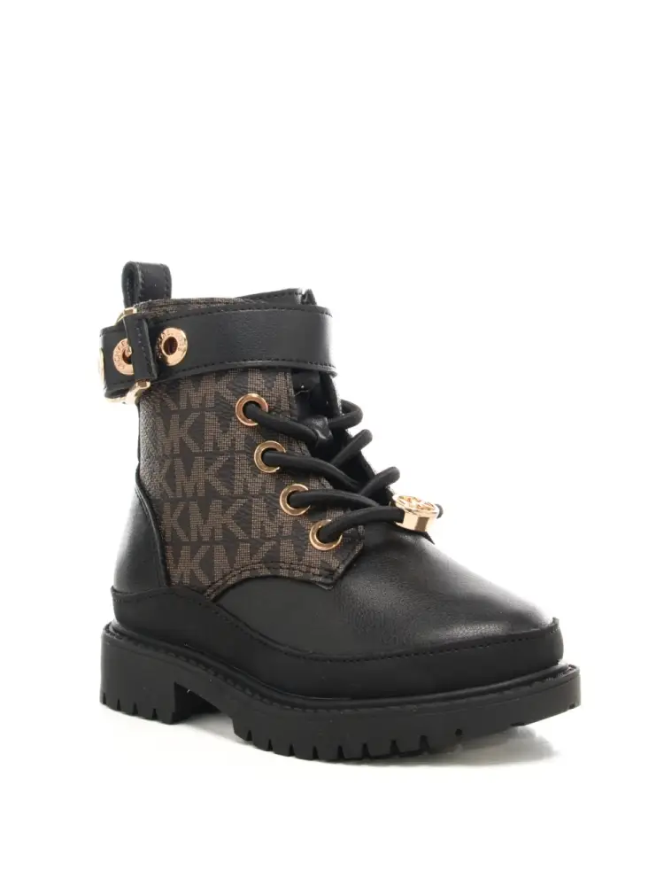 scarpe marroni bambina stivale in ecopelle logo all over miniatura 2