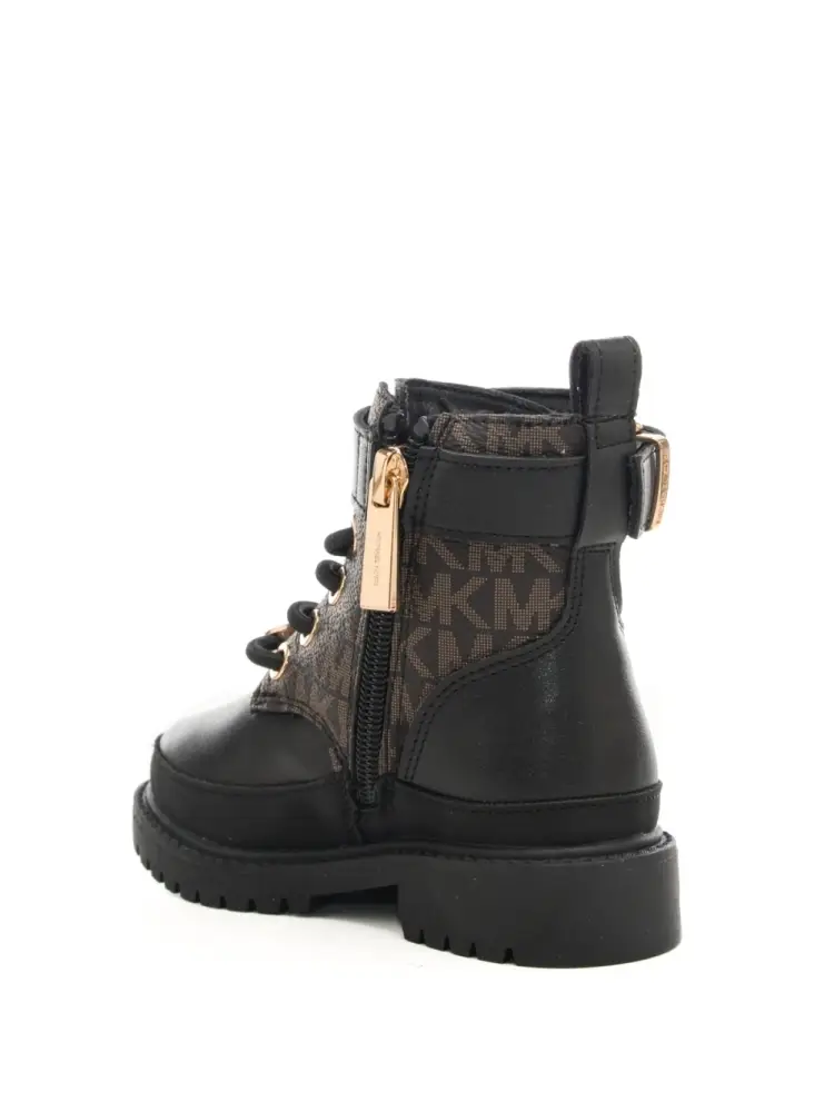 scarpe marroni bambina stivale in ecopelle logo all over miniatura 3