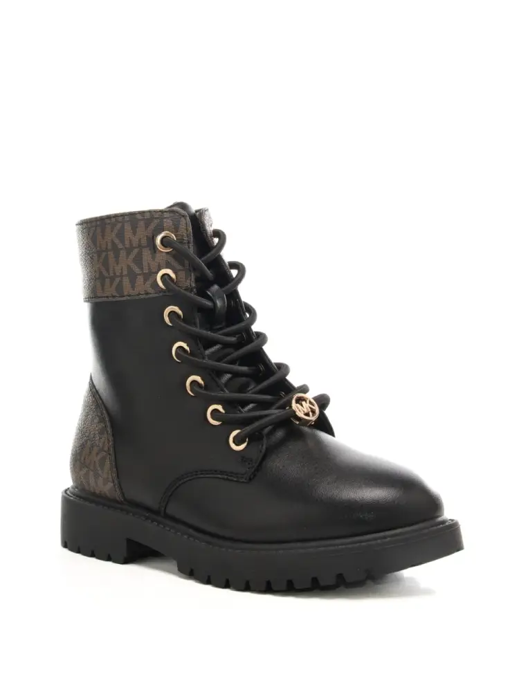 scarpe nere bambina stivali in ecopelle logo monogram miniatura 2