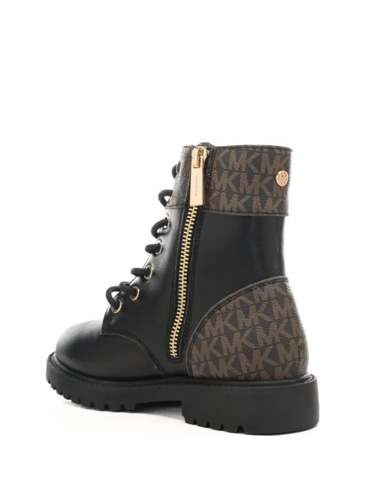 scarpe nere bambina stivali in ecopelle logo monogram miniatura 3