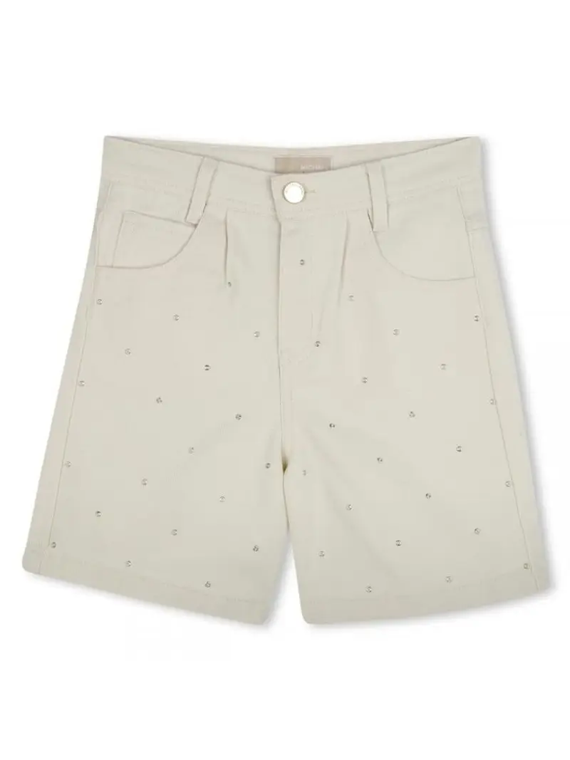 Michael Kors shorts panna bambina in cotone con strass logo sul retro