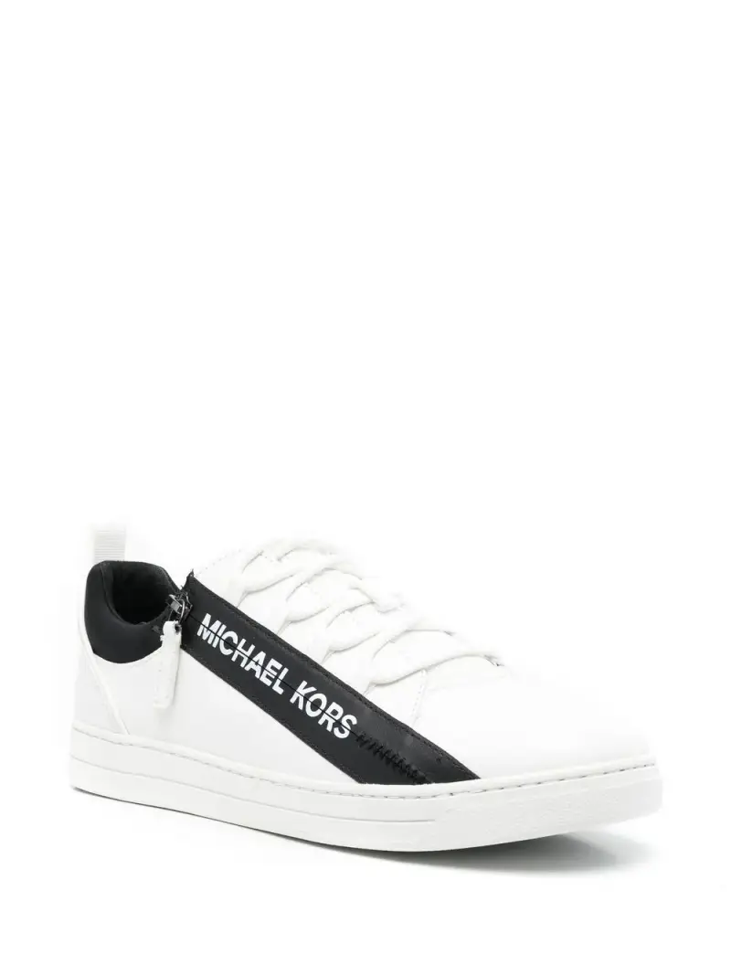 Sneakers bianca con banda logata zip Bianco miniatura 2
