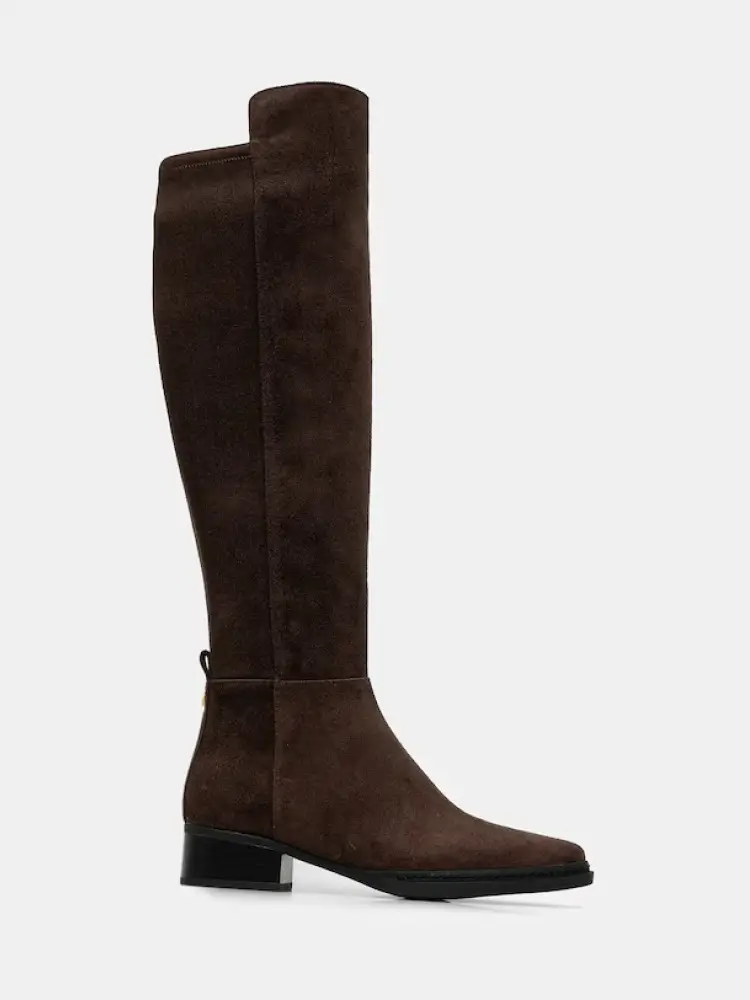 stivali lex in camoscio marrone scuro con logo