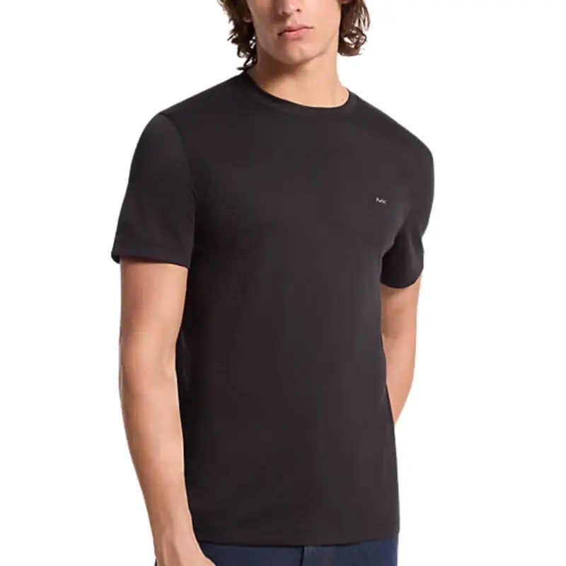 t-shirt da uomo a girocollo in cotone sleek mk crew nera