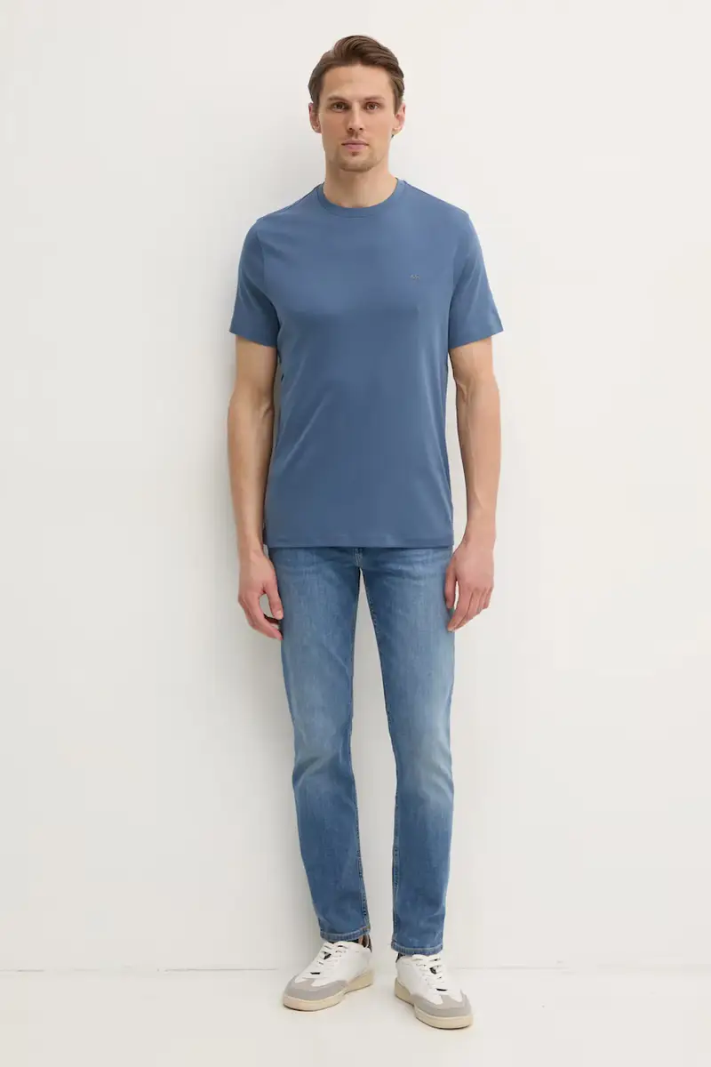 t-shirt in cotone colore blu miniatura 2