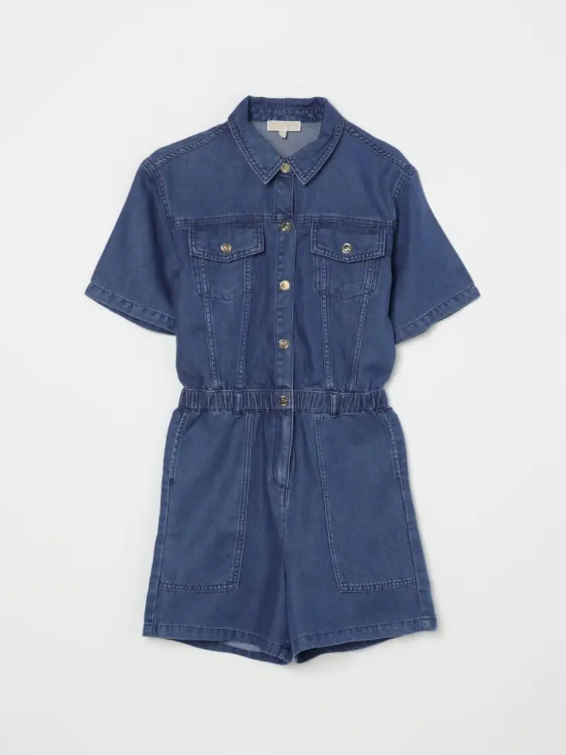 Michael Kors tuta in denim bambina in cotone chisura con bottoni