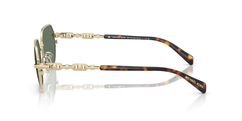 Michael Kors Unisex MK1165 SAINT MARTIN 10143H Occhiali da sole Metallo Oro Verde Geometrica Normale miniatura 3