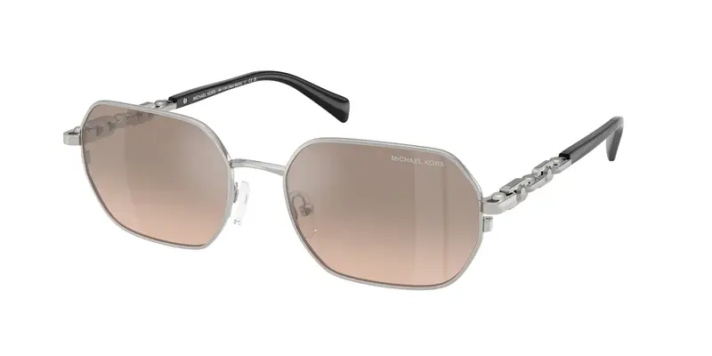 Michael Kors Unisex MK1165 SAINT MARTIN 18933D Occhiali da sole Metallo Argento Marrone Geometrica Normale Sfumato